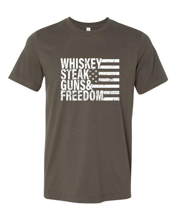 Whiskey Steak Guns & Freedom Tee 2X-3X