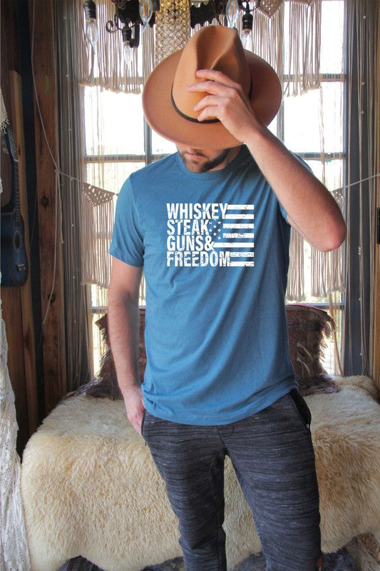 Whiskey Steak Guns & Freedom Tee 2X-3X
