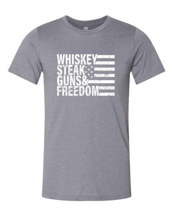 Whiskey Steak Guns & Freedom Tee 2X-3X