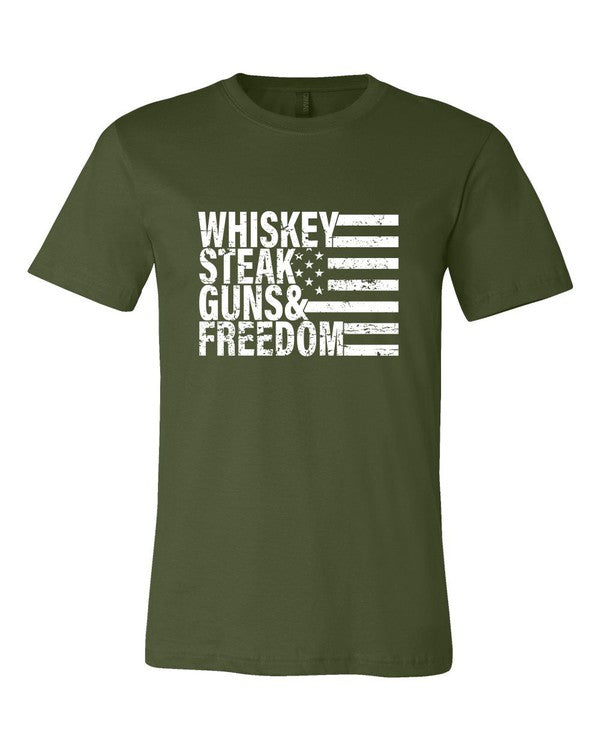 Whiskey Steak Guns & Freedom Tee 2X-3X