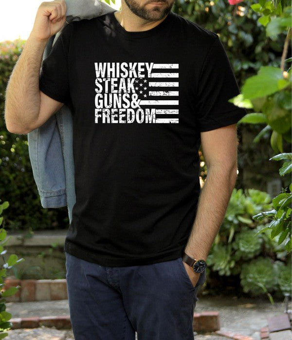 Whiskey Steak Guns & Freedom Tee 2X-3X