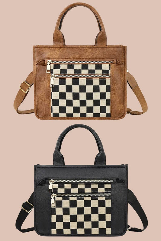Checkered Canvas Tote Bag