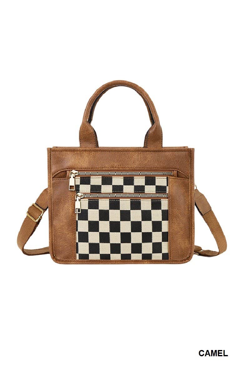 Checkered Canvas Tote Bag