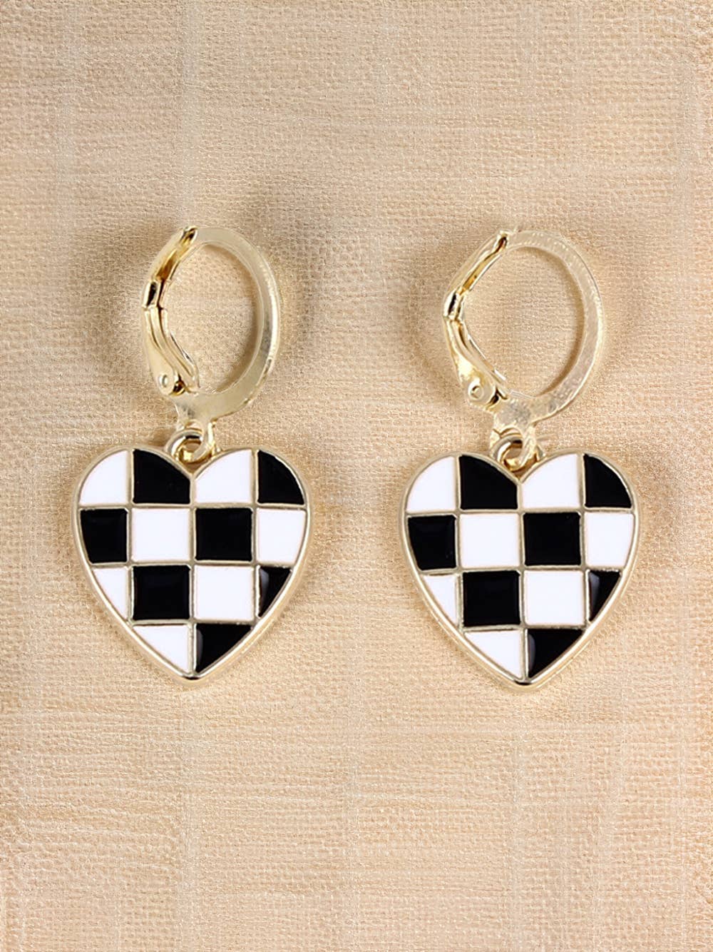 Checkered Hoop Dangle Earrings