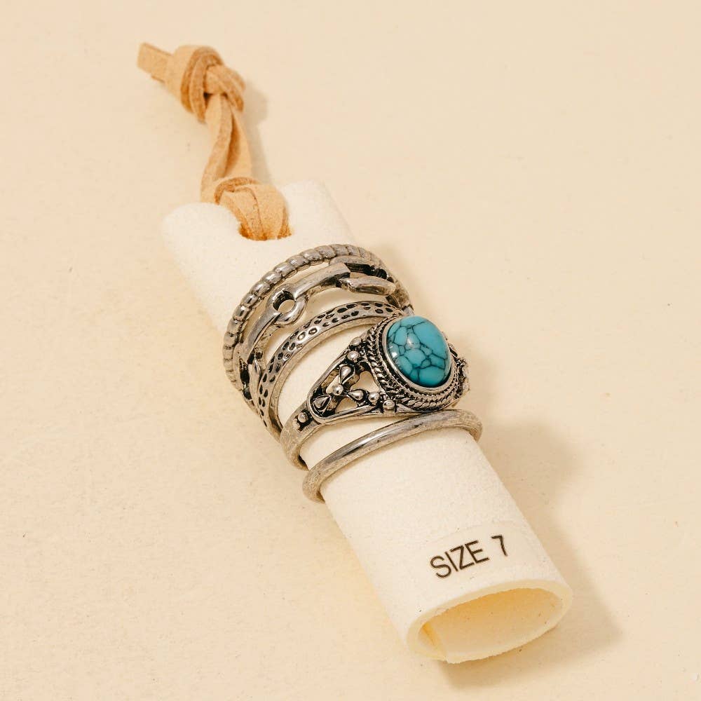 5Pc Western Band Rings Set