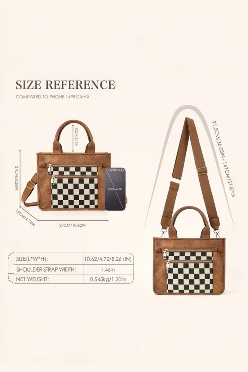 Checkered Canvas Tote Bag