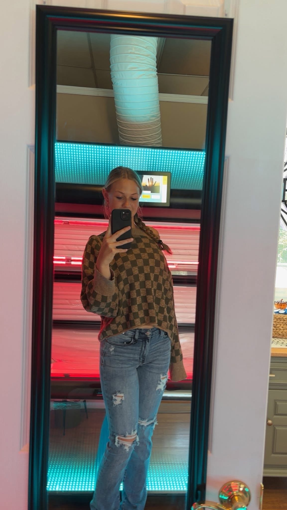 Olive Checked Sweater