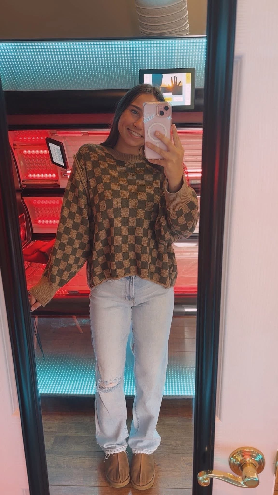 Olive Checked Sweater