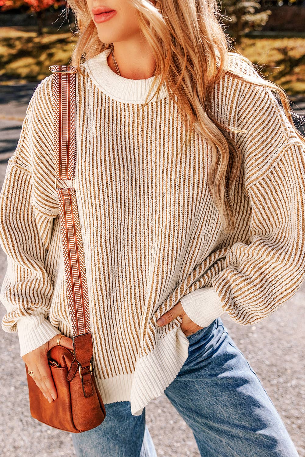 Striped Contrast Trim Sweater