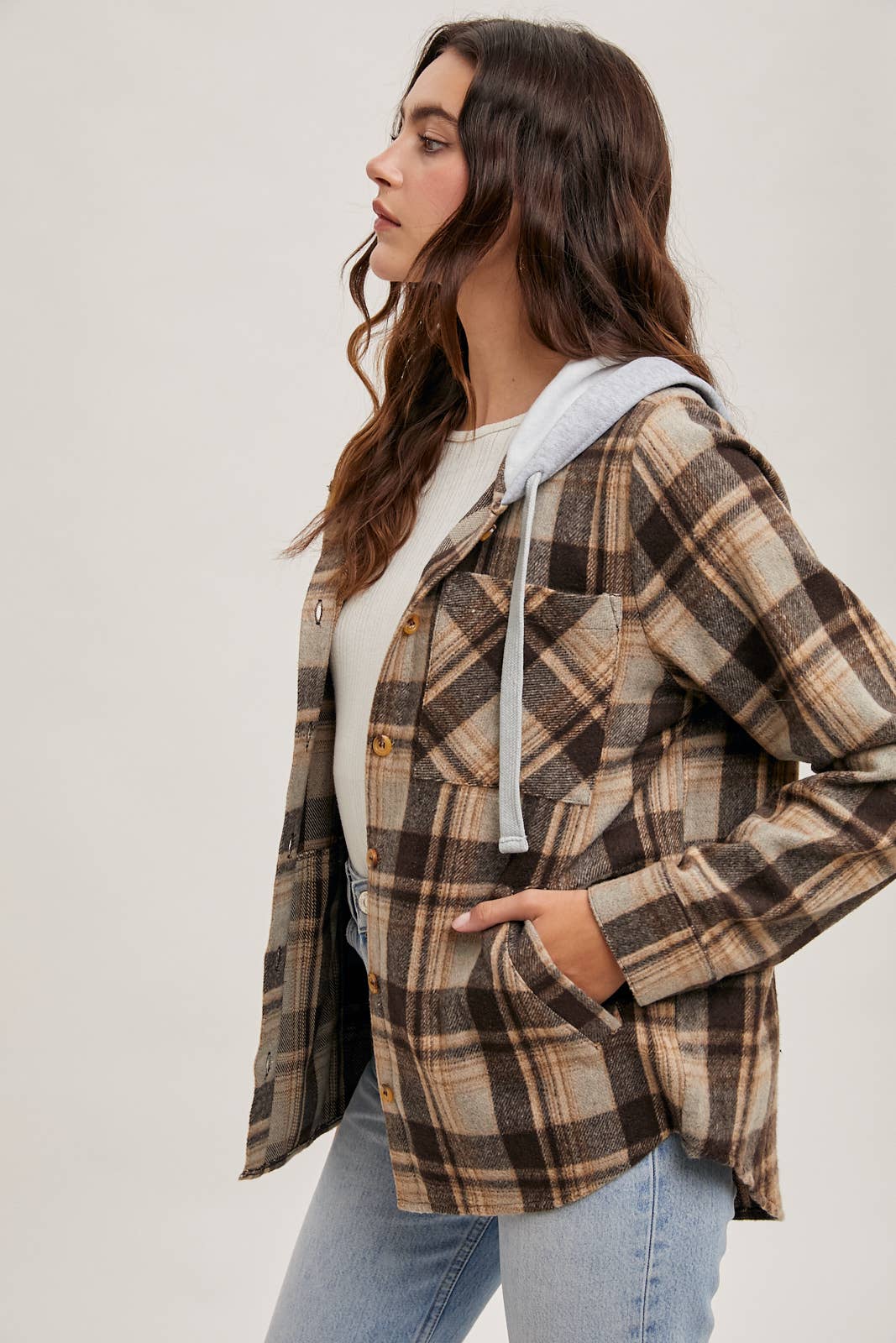 Blue Hooded Fall Flannel