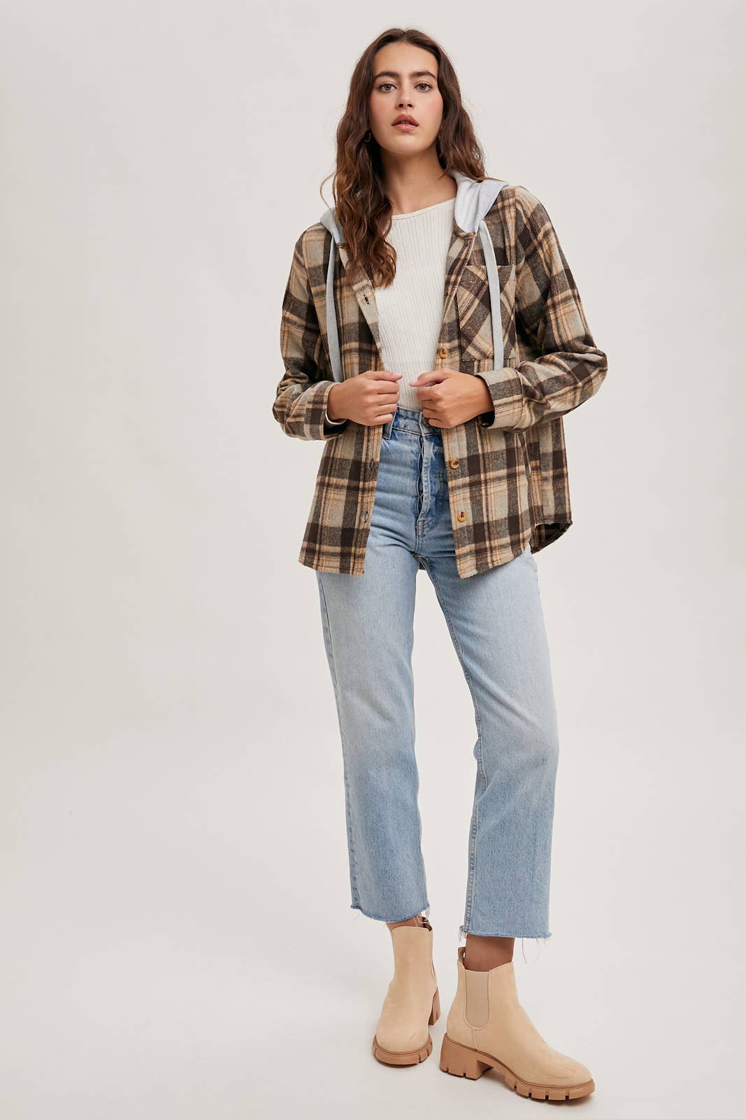 Blue Hooded Fall Flannel