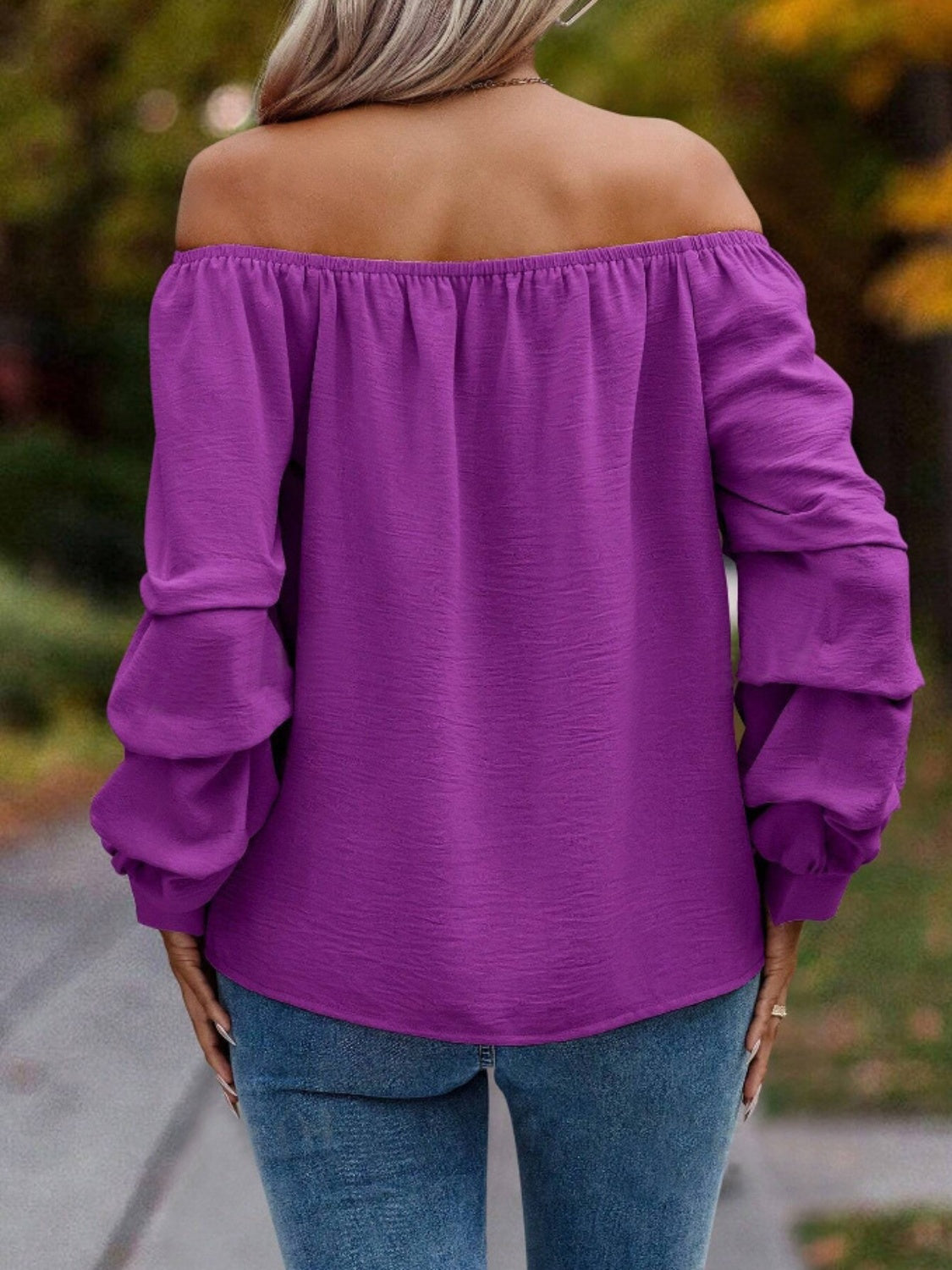 Off-Shoulder Long Sleeve Blouse