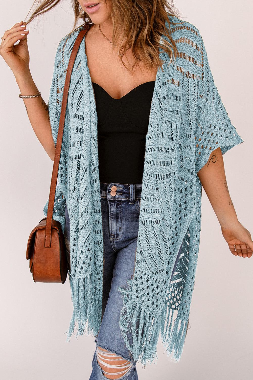 Openwork Fringe Cardigan