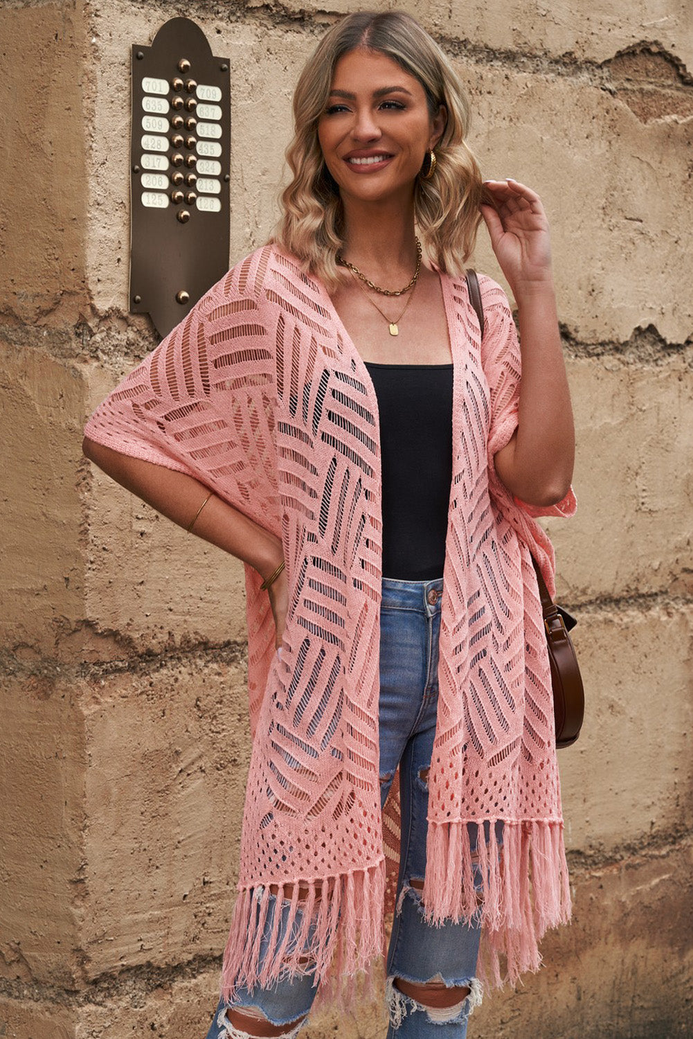 Openwork Fringe Cardigan