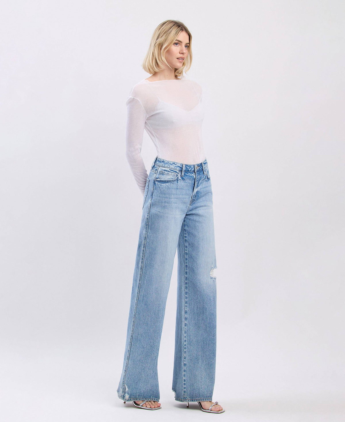 Vervet SUPER HIGH RISE BAGGY WIDE LEG JEANS