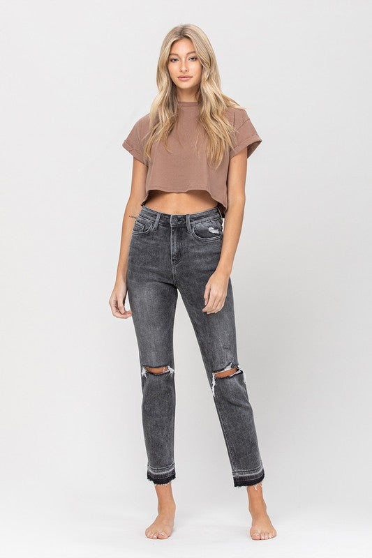 Vervet High Rise Released Hem Straight Leg Jeans