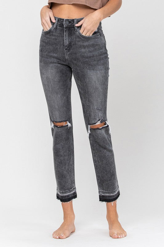 Vervet High Rise Released Hem Straight Leg Jeans