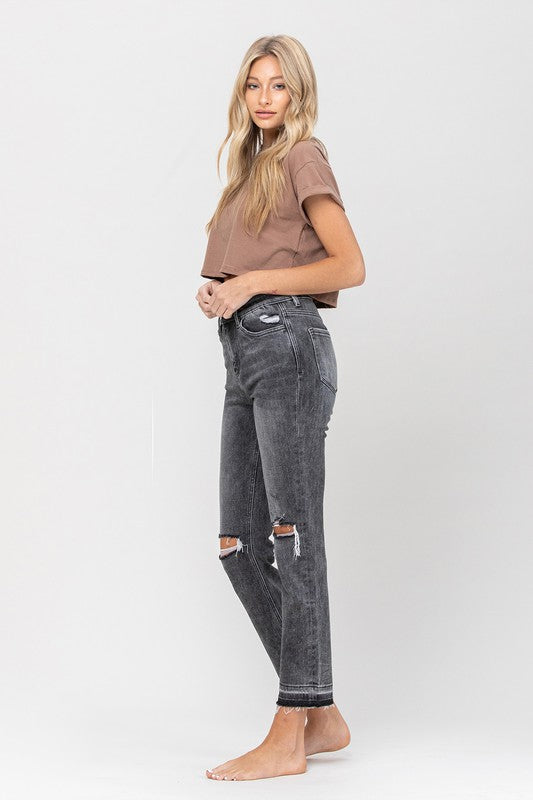 Vervet High Rise Released Hem Straight Leg Jeans