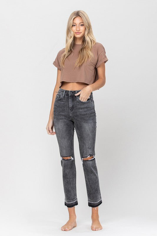 Vervet High Rise Released Hem Straight Leg Jeans