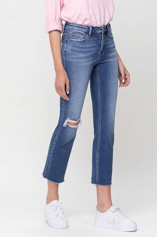 Vervet Mid-Rise Straight Cropped Jeans