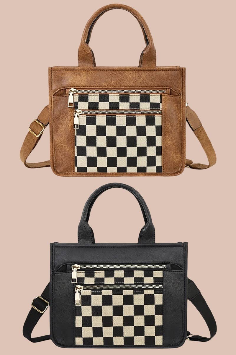 Checkered Canvas Tote Bag