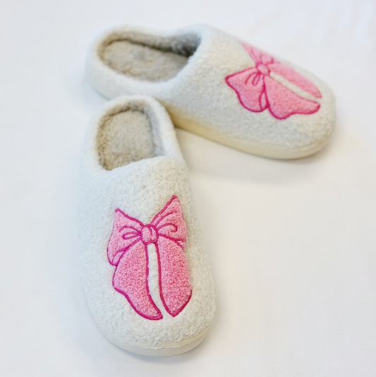 Pink Bow Cozy Slippers