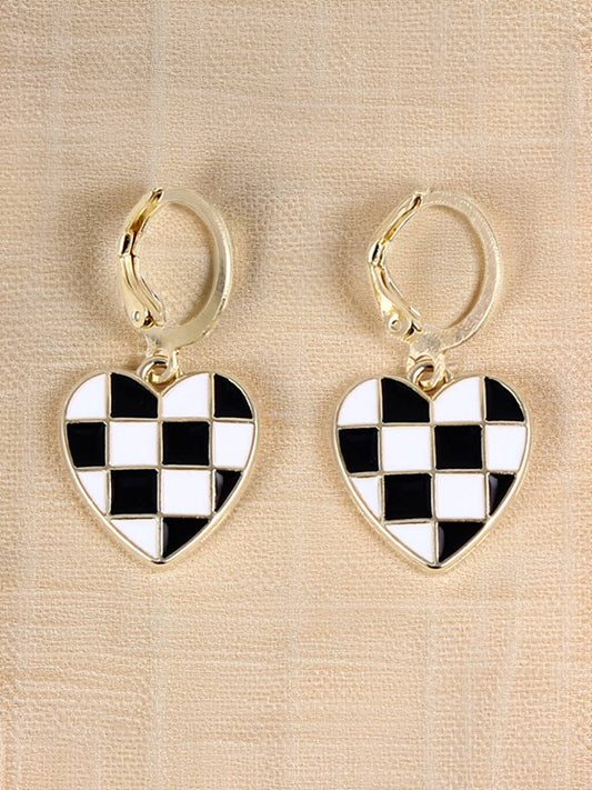 Checkered Hoop Dangle Earrings
