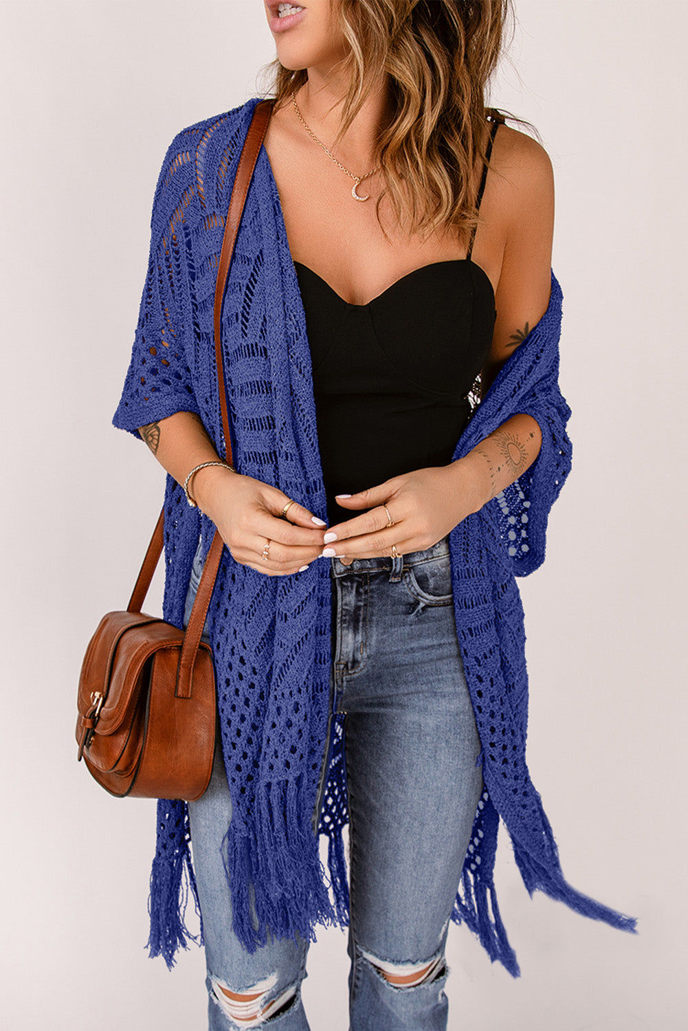 Openwork Fringe Cardigan