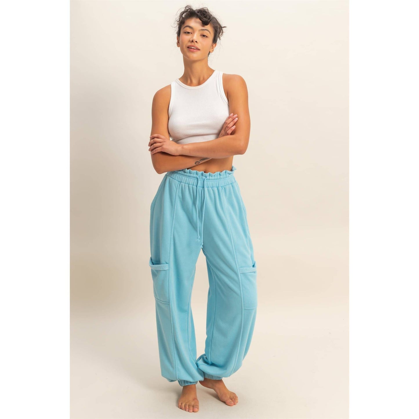 Ruffle Waist Joggers