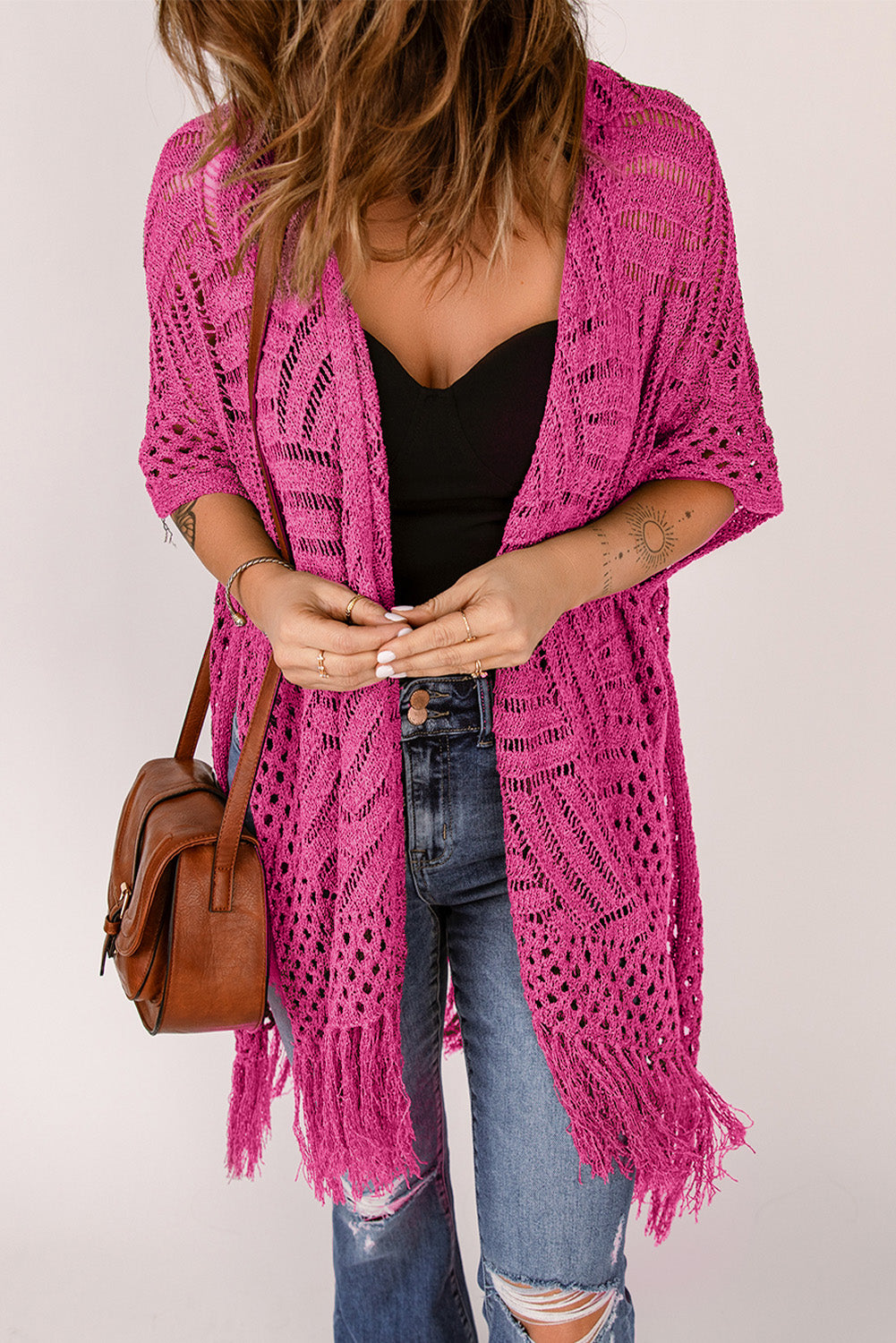 Openwork Fringe Cardigan