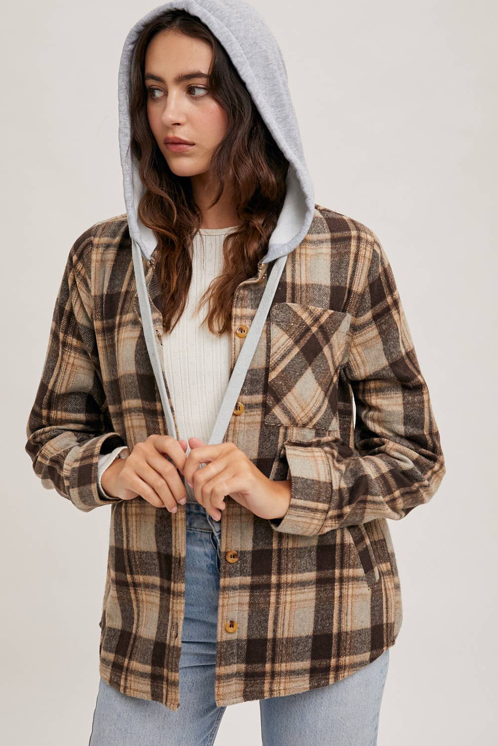 Blue Hooded Fall Flannel