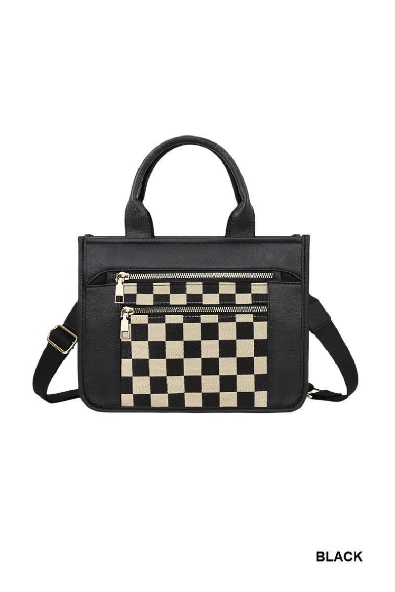 Checkered Canvas Tote Bag