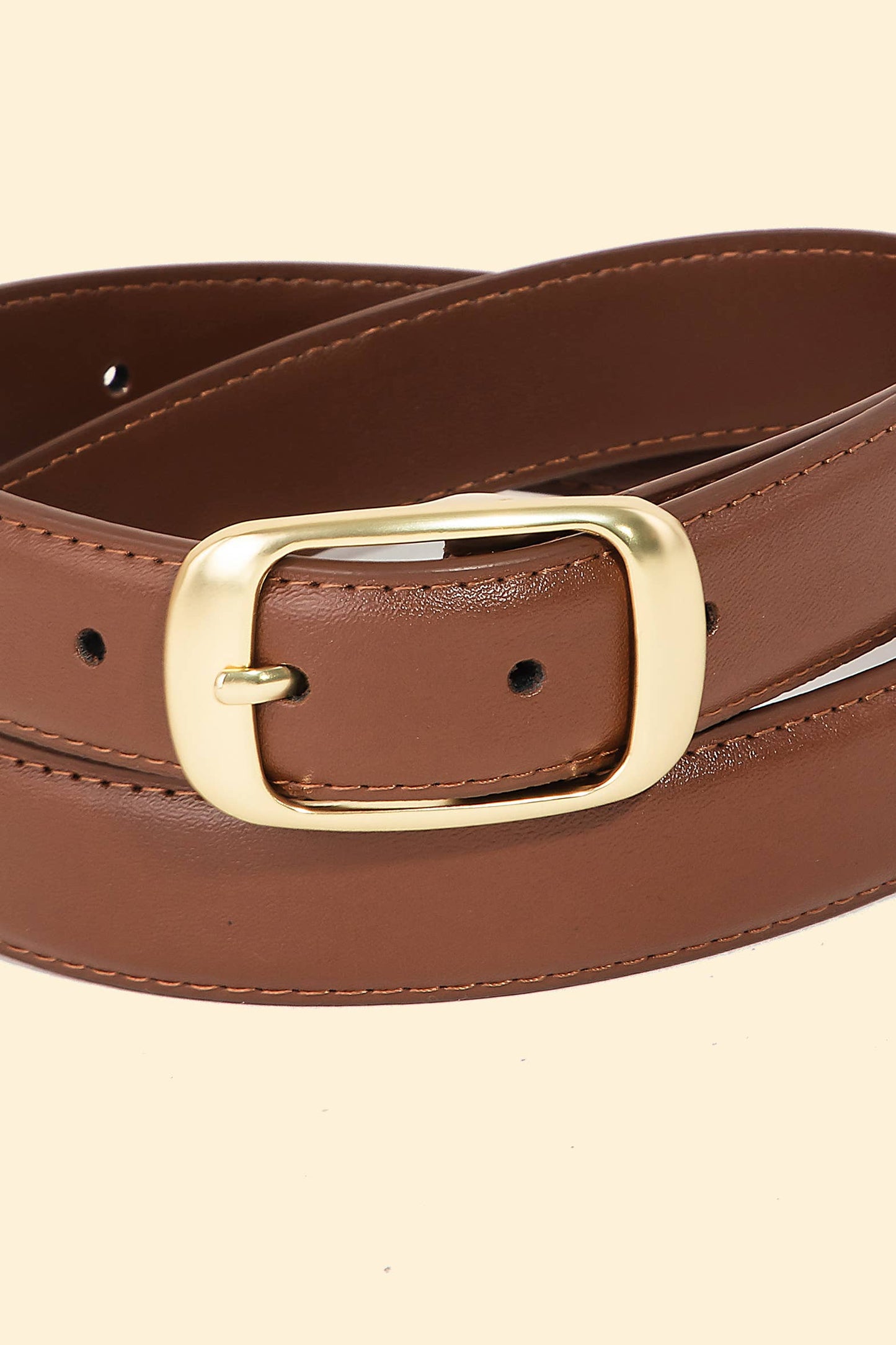 Rectangle Buckle Leather Belt