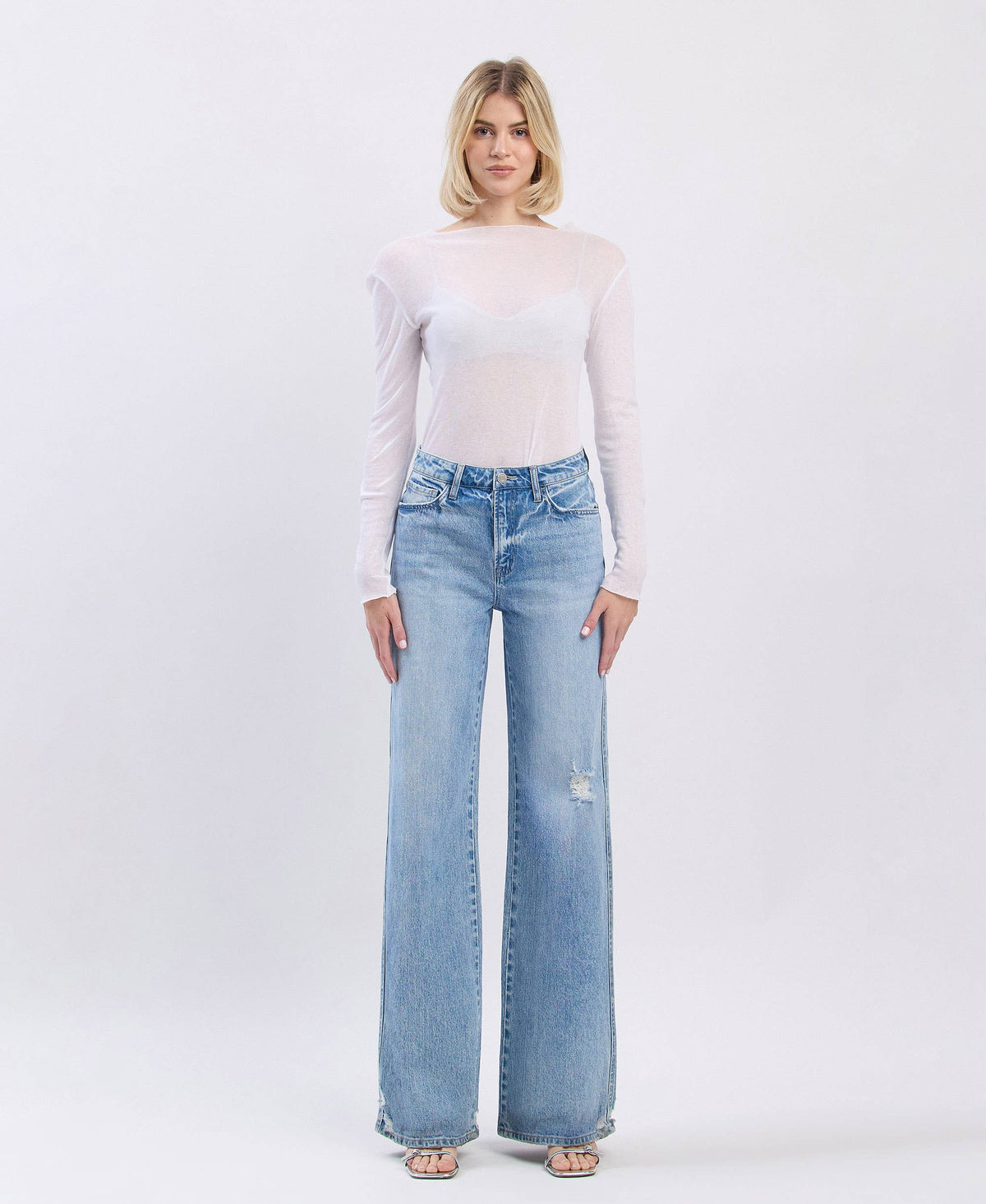Vervet SUPER HIGH RISE BAGGY WIDE LEG JEANS