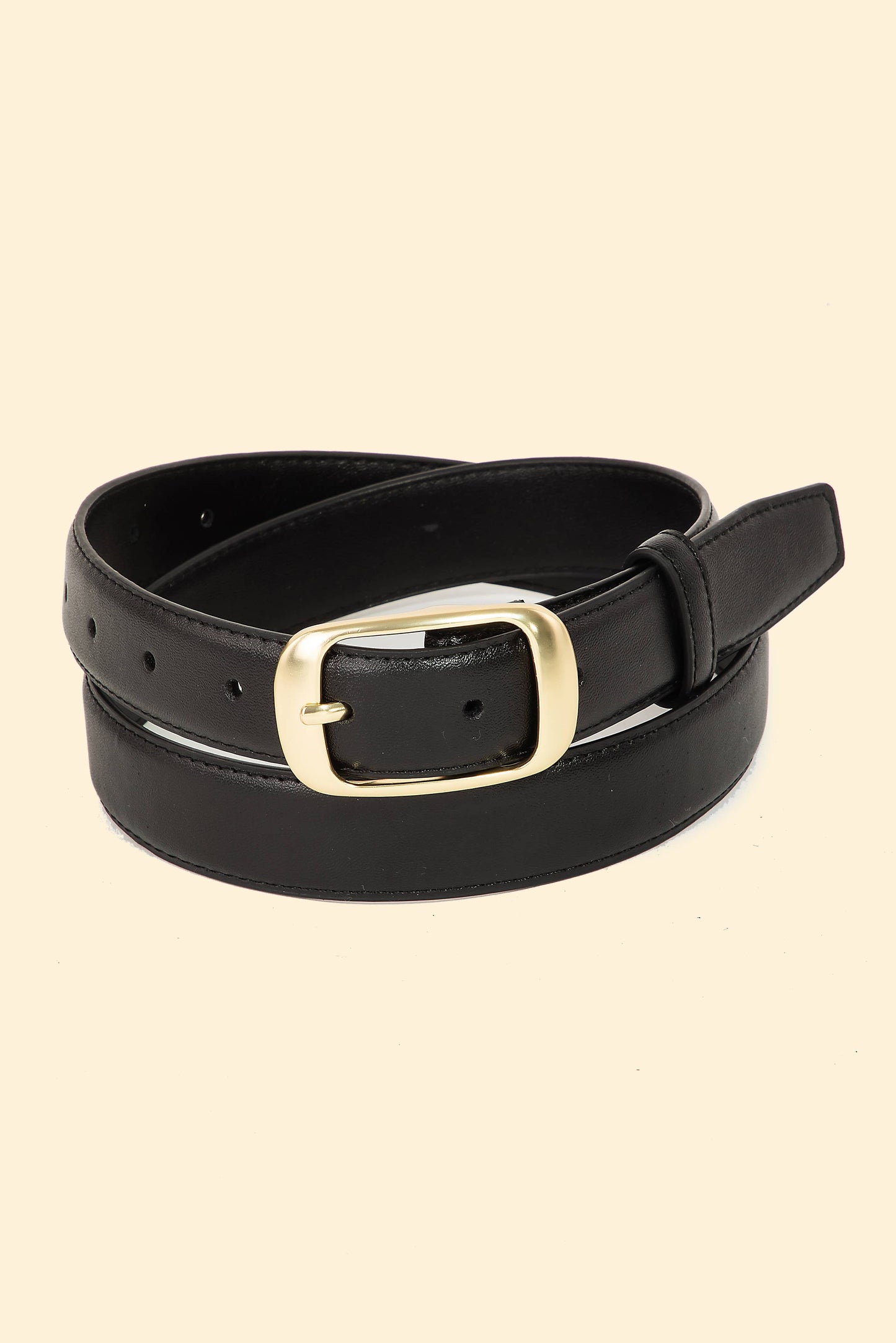 Rectangle Buckle Leather Belt