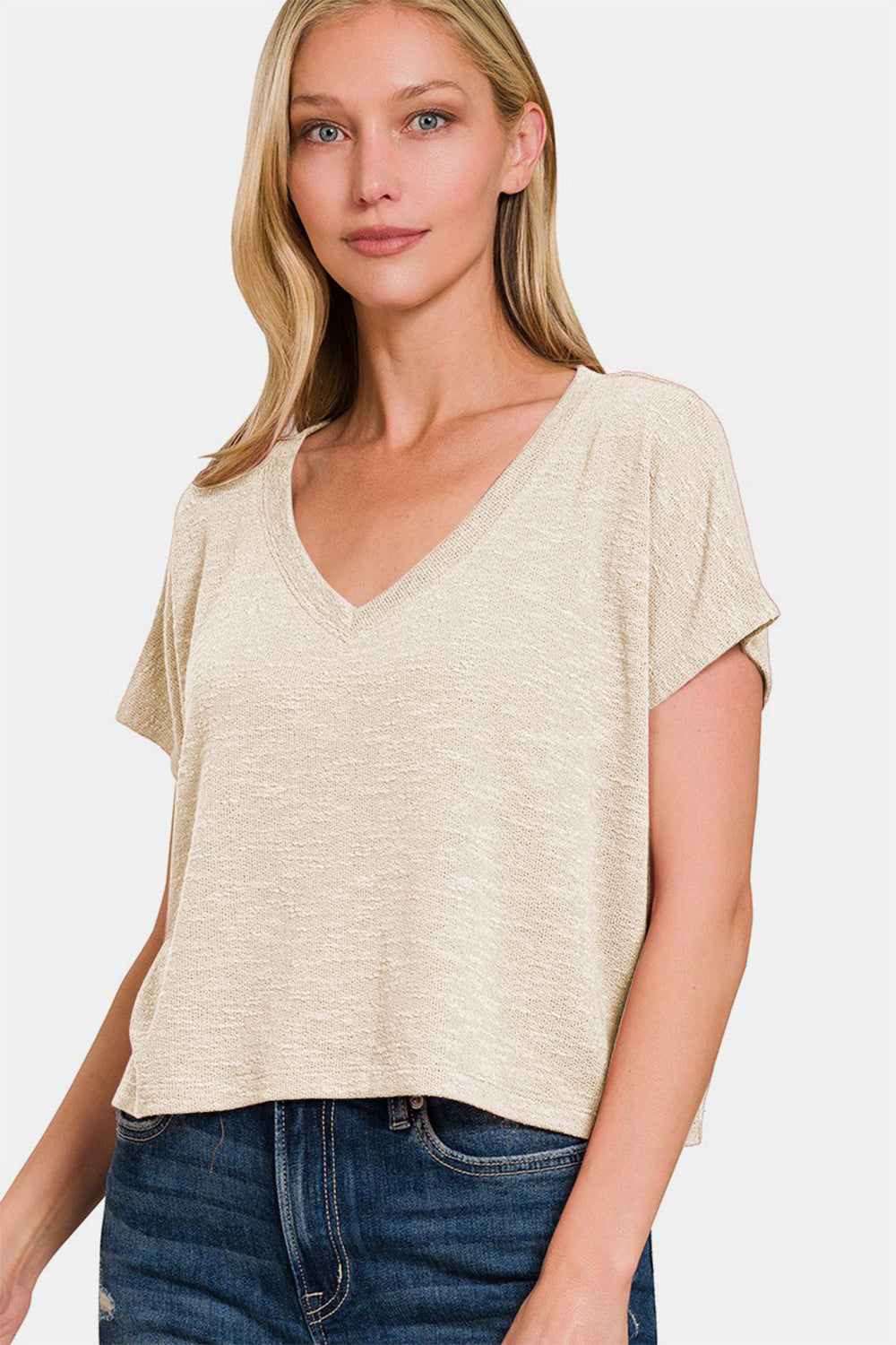 Zenana V-Neck Cropped Tee