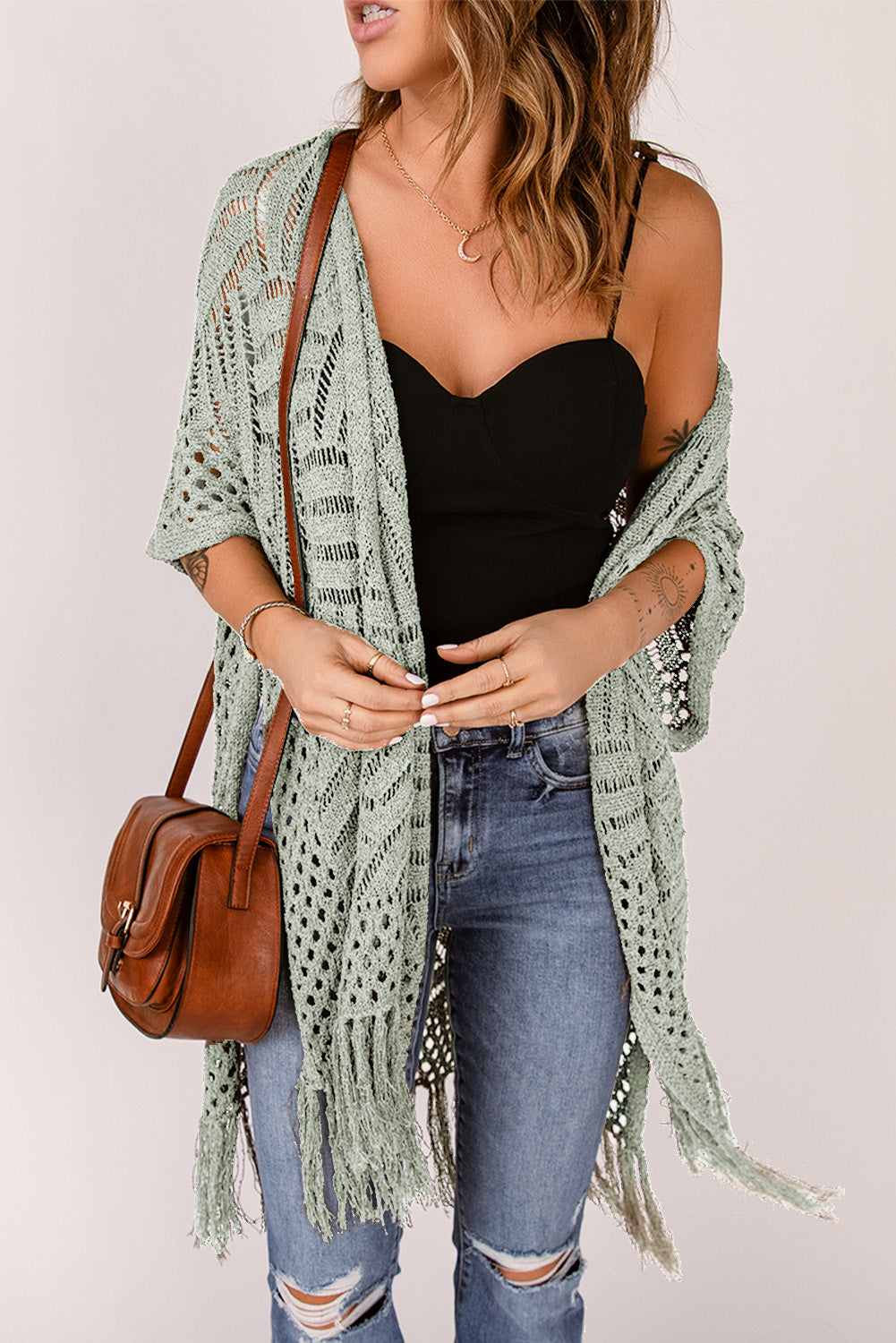 Openwork Fringe Cardigan