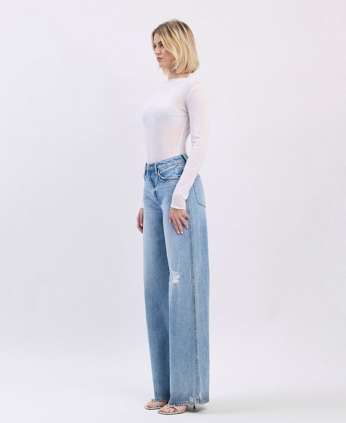 Vervet SUPER HIGH RISE BAGGY WIDE LEG JEANS