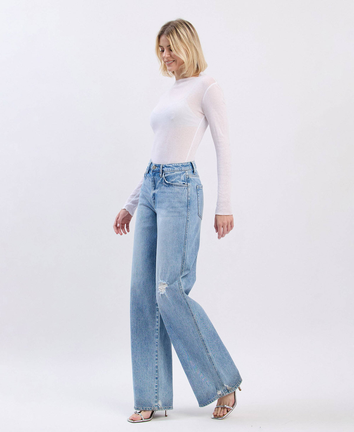 Vervet SUPER HIGH RISE BAGGY WIDE LEG JEANS