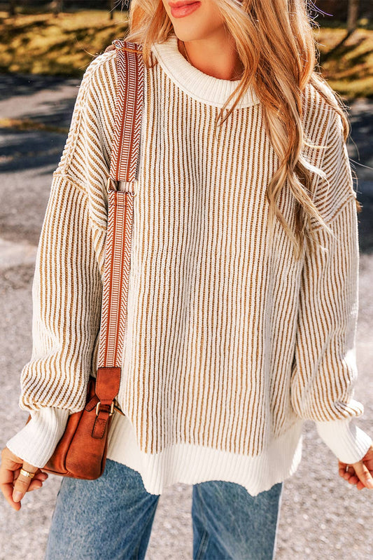 Striped Contrast Trim Sweater