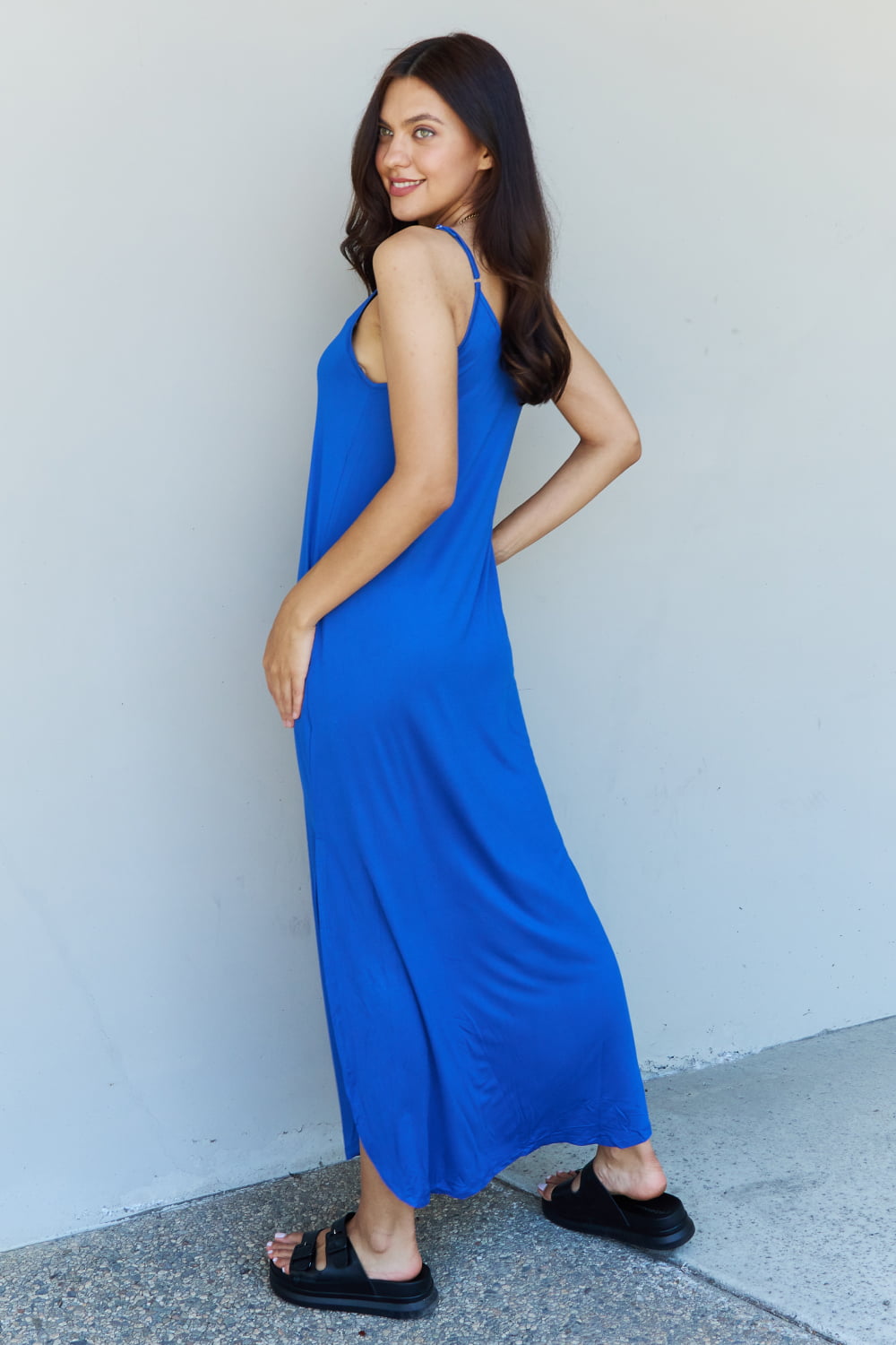 Side Slit Maxi Dress Blue