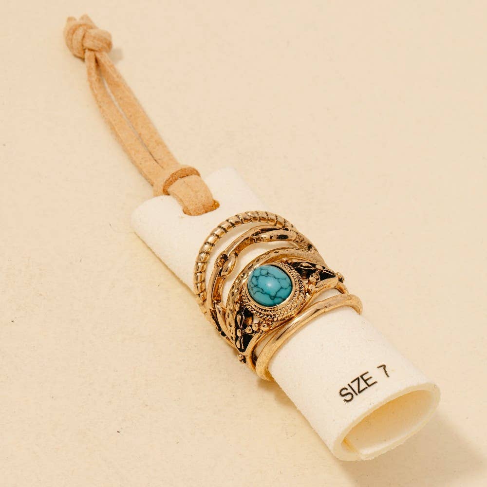 5Pc Western Band Rings Set