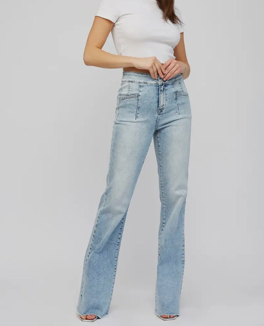 MICA Denim High Rise Pocket Detail Flares