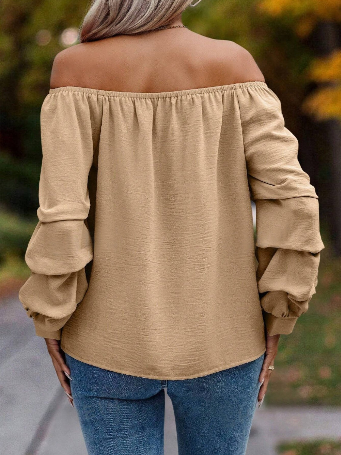 Off-Shoulder Long Sleeve Blouse