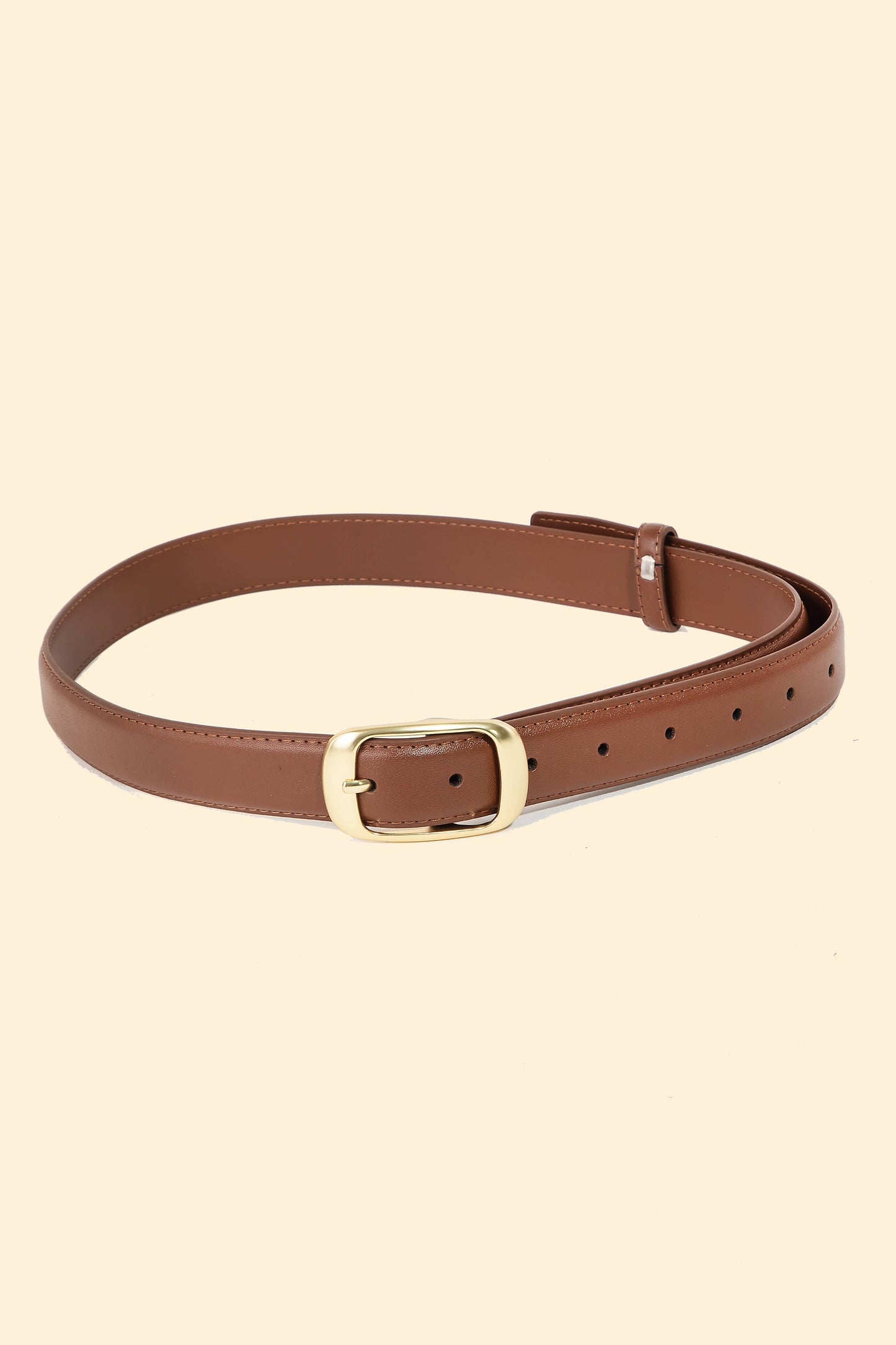 Rectangle Buckle Leather Belt