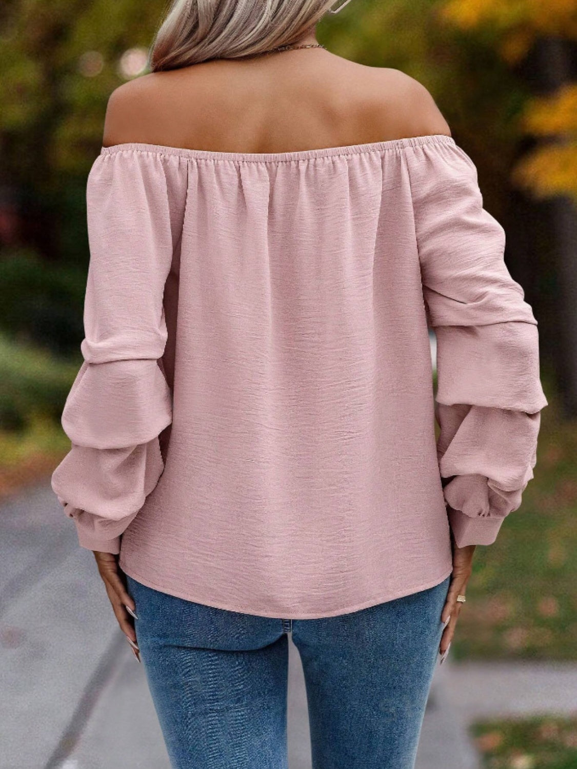 Off-Shoulder Long Sleeve Blouse