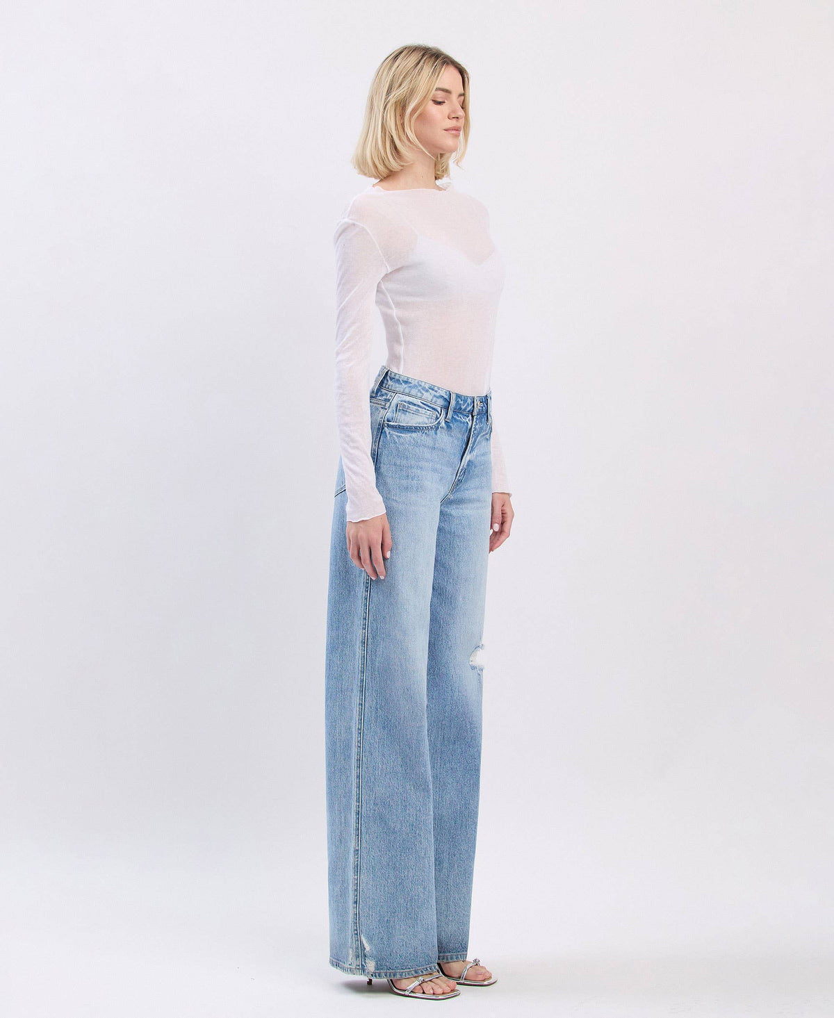 Vervet SUPER HIGH RISE BAGGY WIDE LEG JEANS