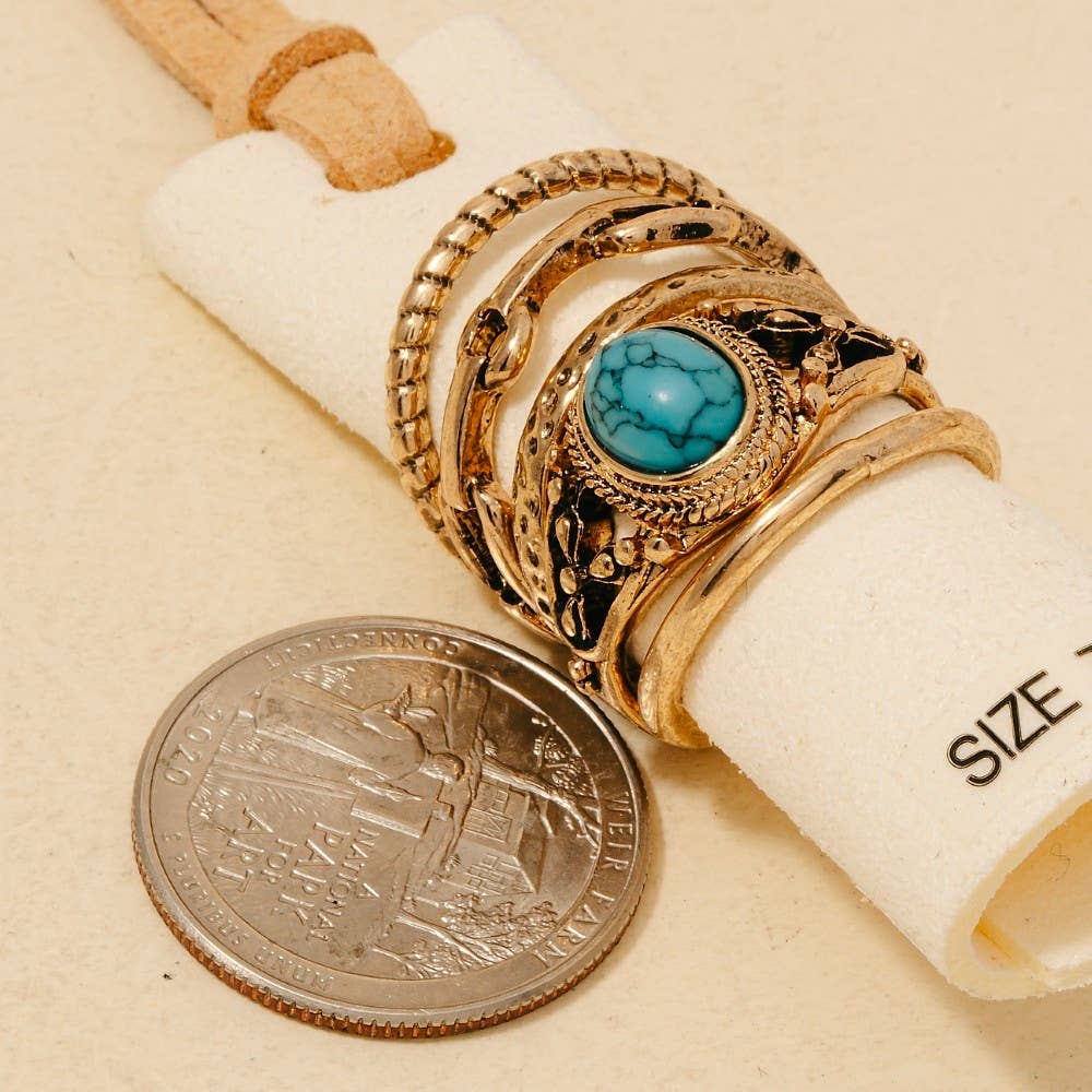 5Pc Western Band Rings Set