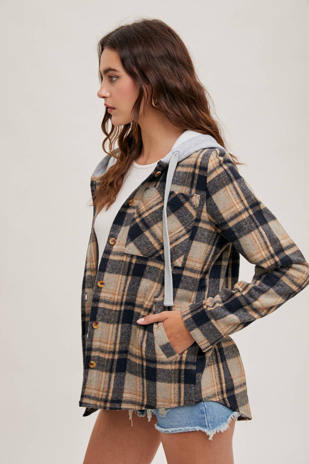 Blue Hooded Fall Flannel
