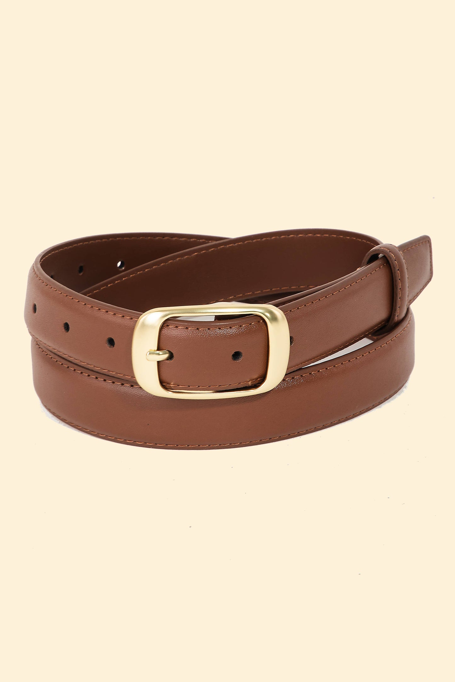 Rectangle Buckle Leather Belt